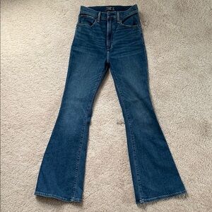 Abercrombie & Fitch Blue Ultra High Rise Flare Jeans dark faded wash